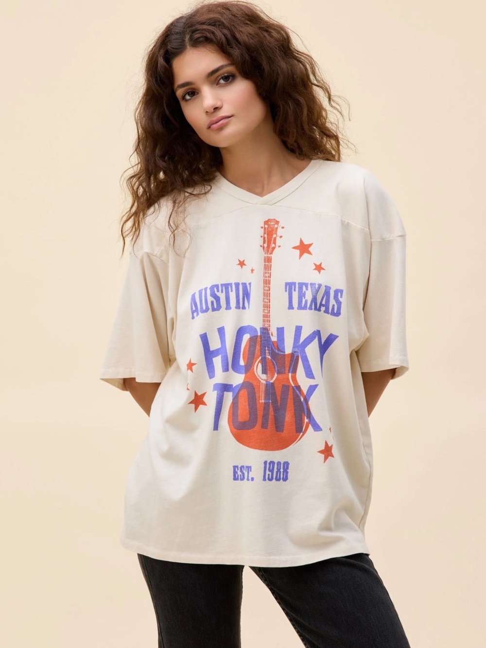 NWT DAYDREAMER Austin Honky Tonk Oversized Jersey | Ivory MSRP $98 Size S